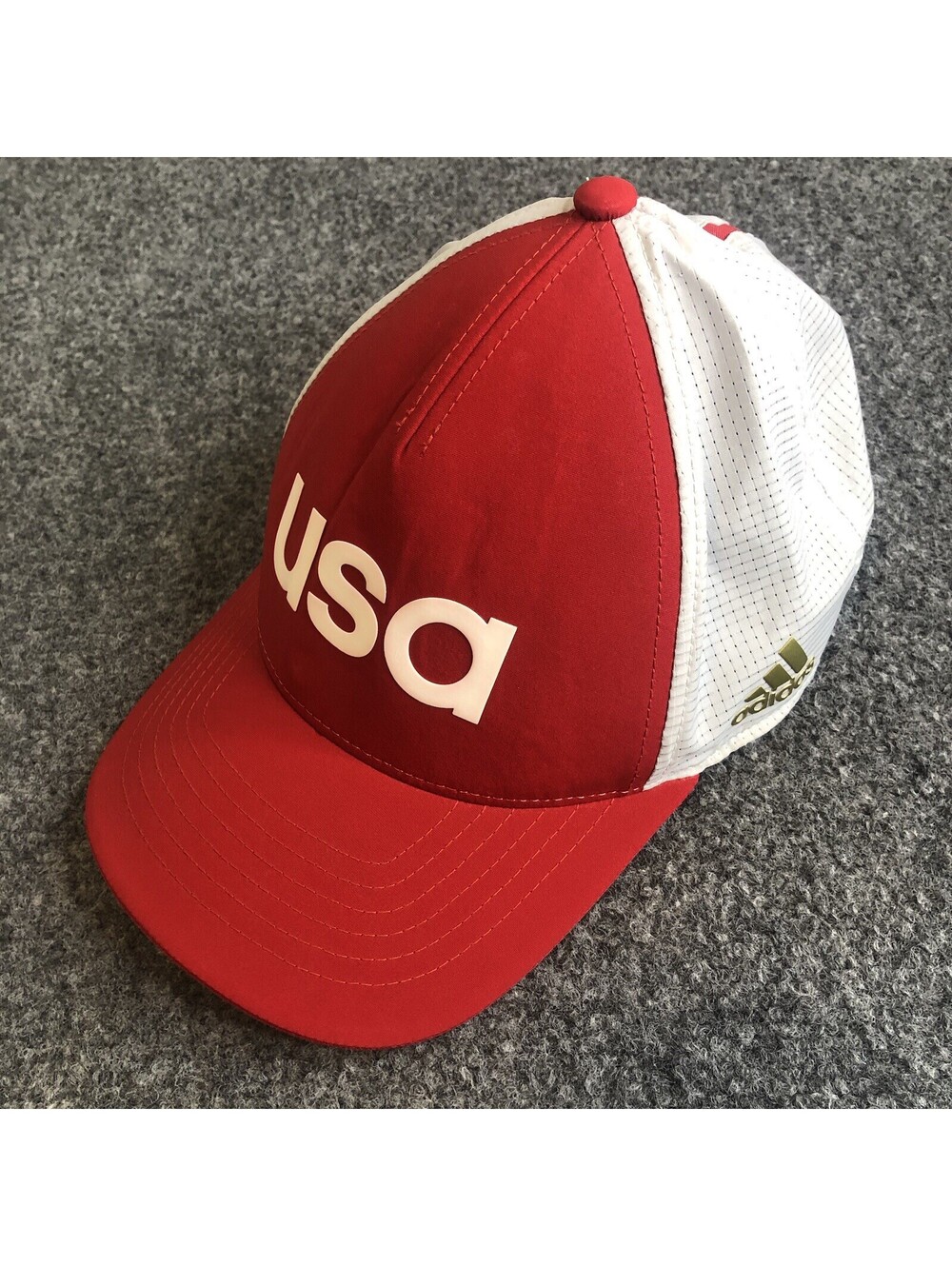 Adidas Golf USA Olympic Team America Red White Performance FlexFit Hat L/XL